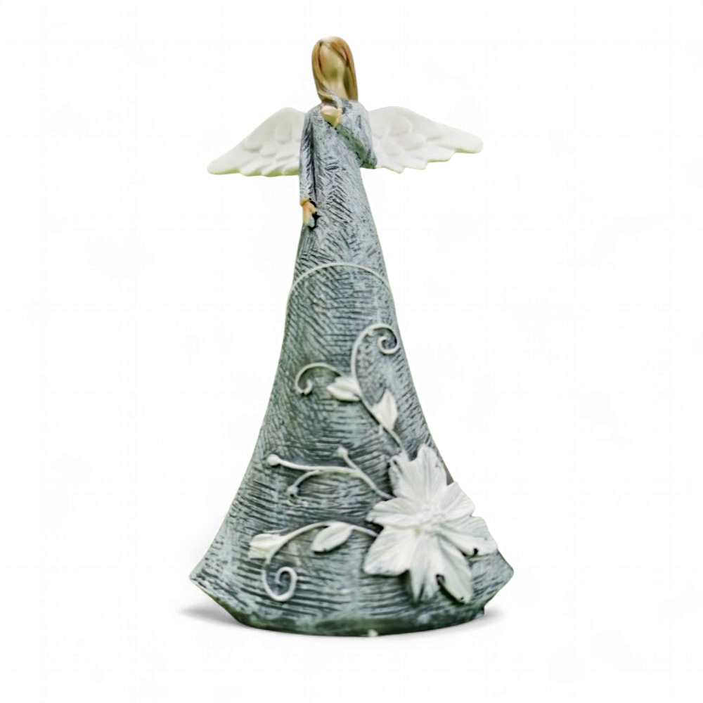 Tavasz Lelke – Virágmintás angyalszobor arc nélkül (13 cm)