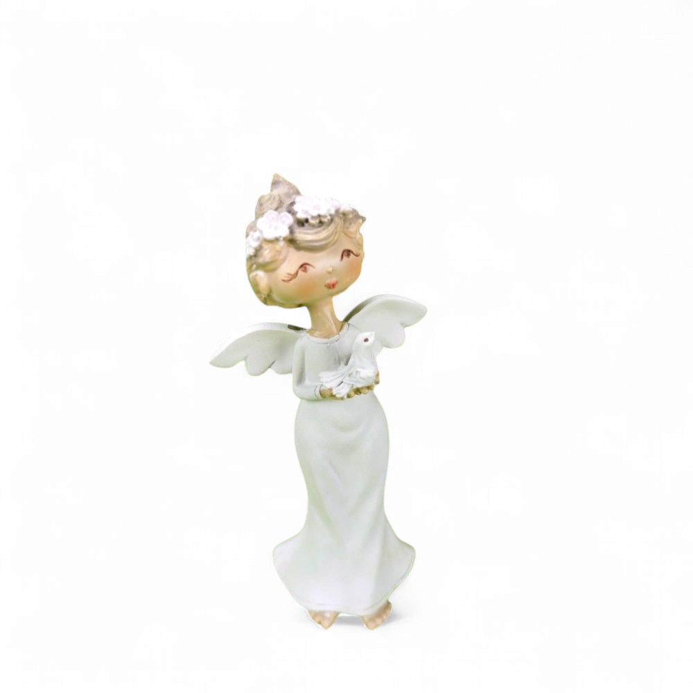 A Békesség Hírnöke – Angyalszobor galambbal a kezében (15 cm)