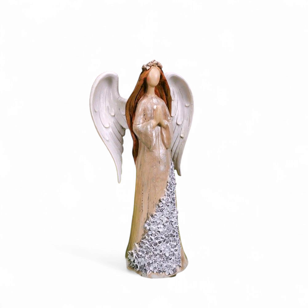 Tavasz Lelke – pasztell virágos angyalszobor (30 cm)