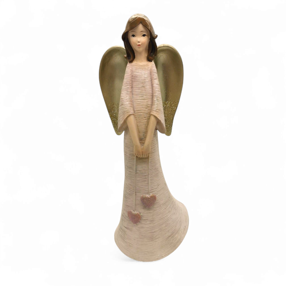 Angyali Áldás – Elegáns Rózsaszín Ruhás Szobor (30 cm)