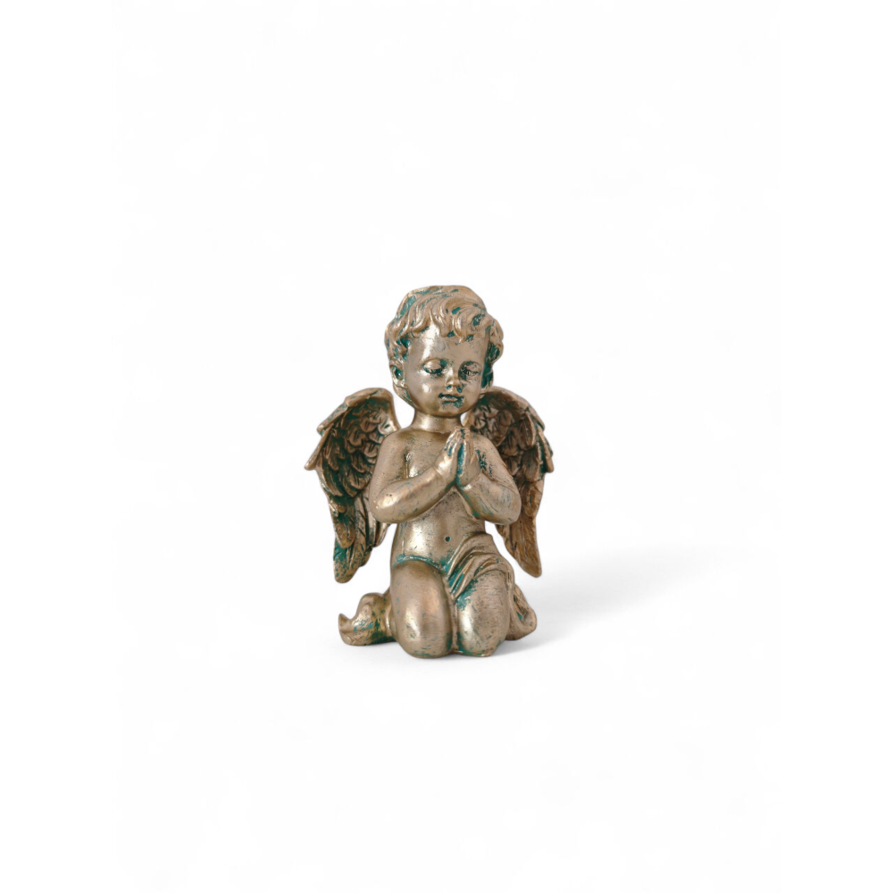 Cherubino Devoto – Imádkozó puttó angyalka (8x6x11 cm, patinás réz színű)