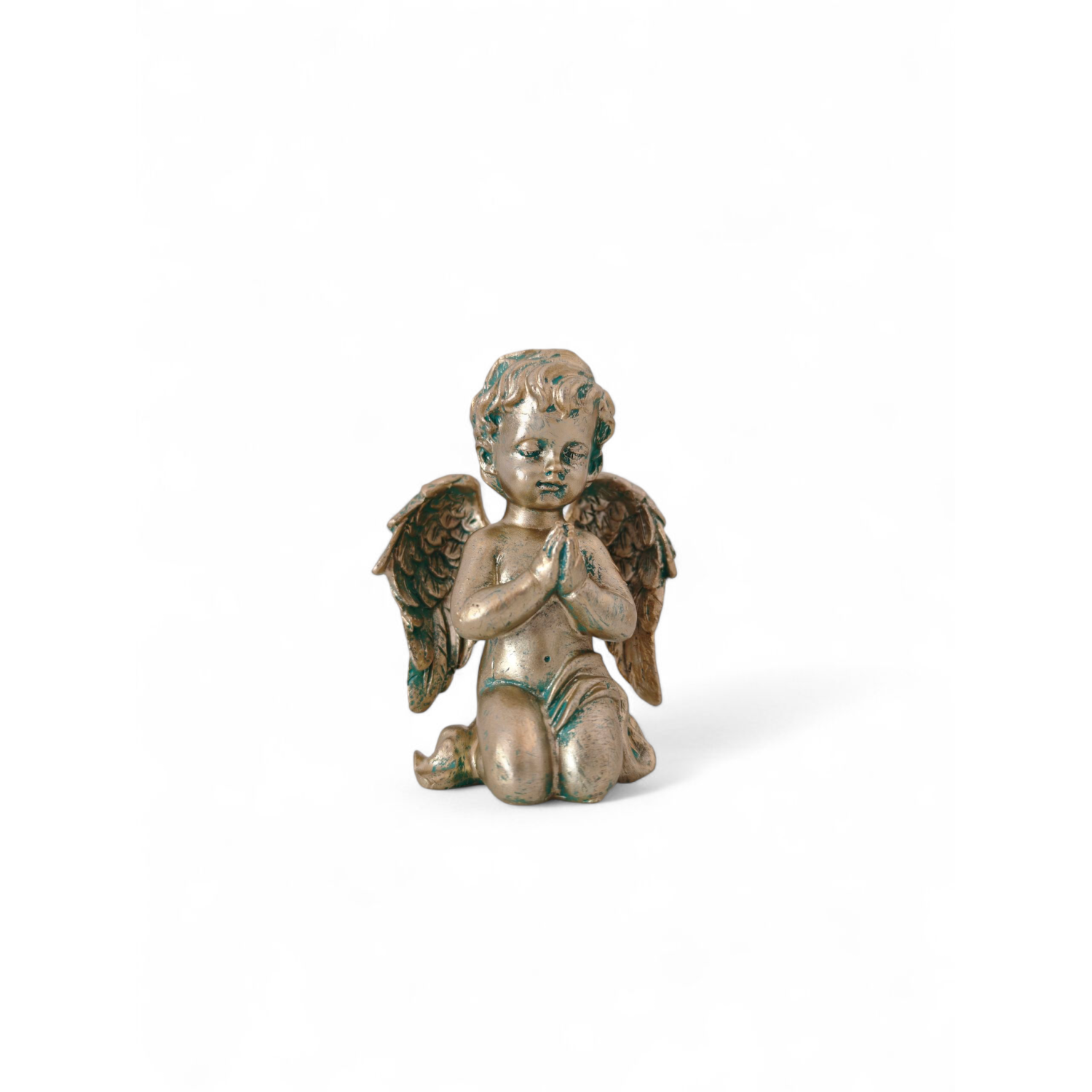 Cherubino Devoto – Imádkozó puttó angyalka (8x6x11 cm, patinás réz színű)