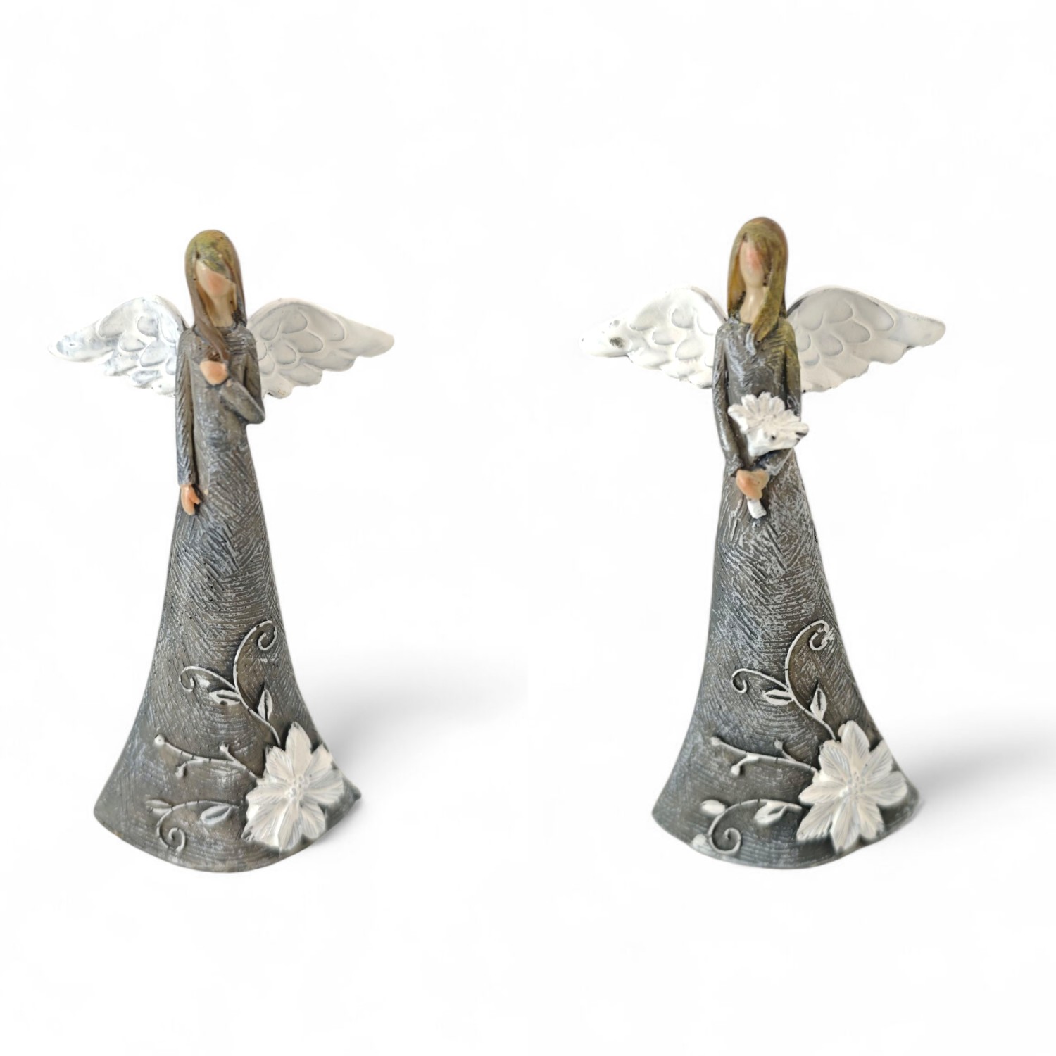 Tavasz Lelke – Virágmintás angyalszobor arc nélkül (13 cm)