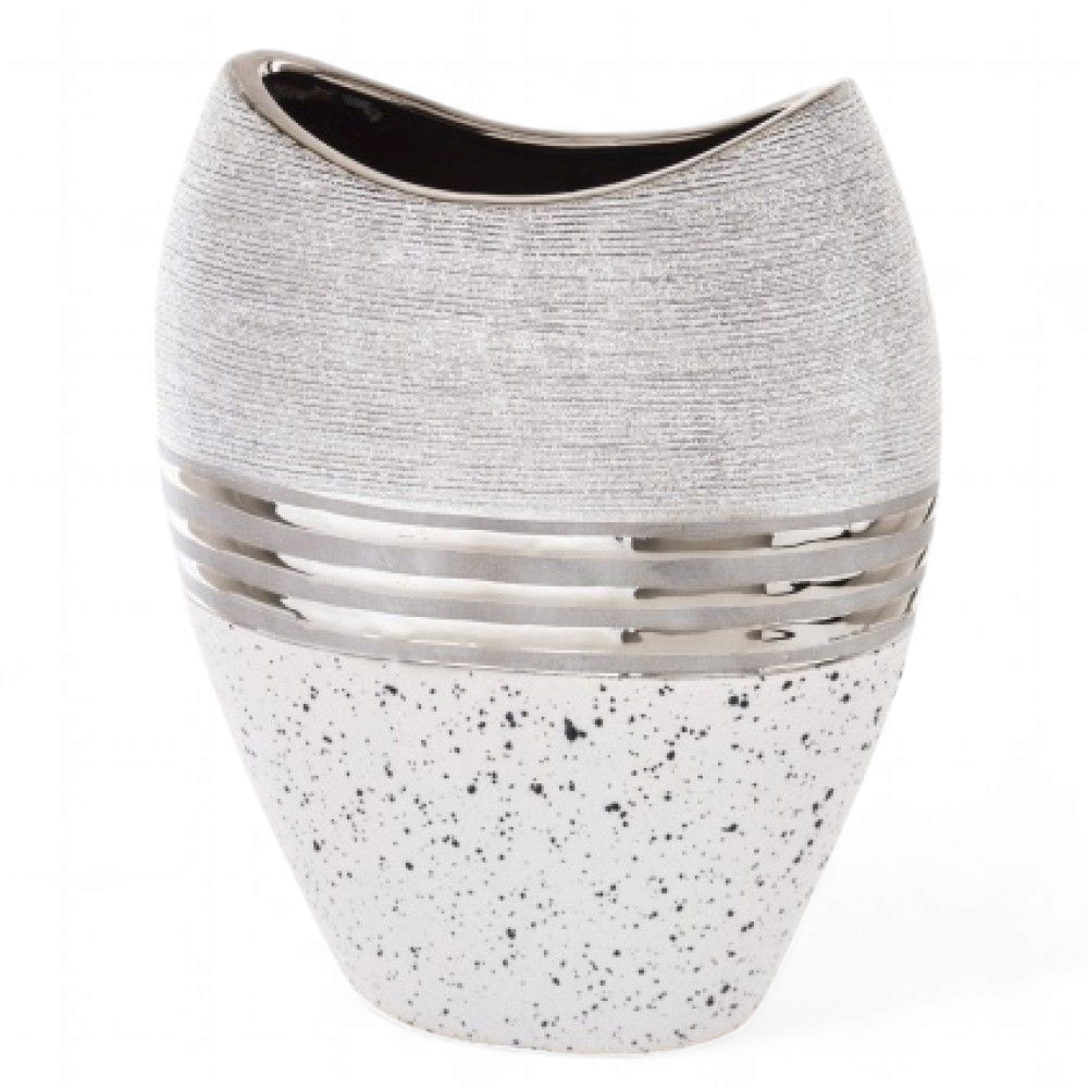 Silver Stripe Oval Grace Vase (10x16x22 cm)