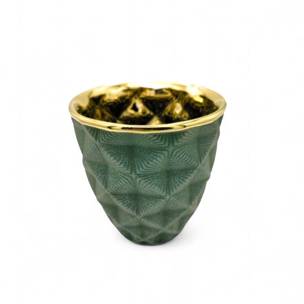 Golden Grove – Kerámia Kaspó Geometriai Mintával (11x11x12 cm)
